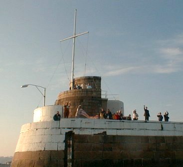 A wonderful welcome from family and friends on the pierhead 
at St Helier, Jersey