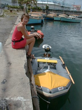 Nicky by our dinghy