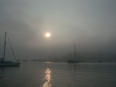 Misty sunset in Bayona