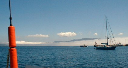 Fog coming up the Ria de Muros