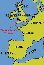 North West Europe showing our West Country cruises