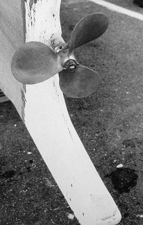 A six-inch crack below the propeller
