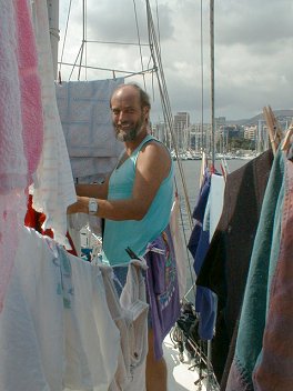 nigel hanging up the washing